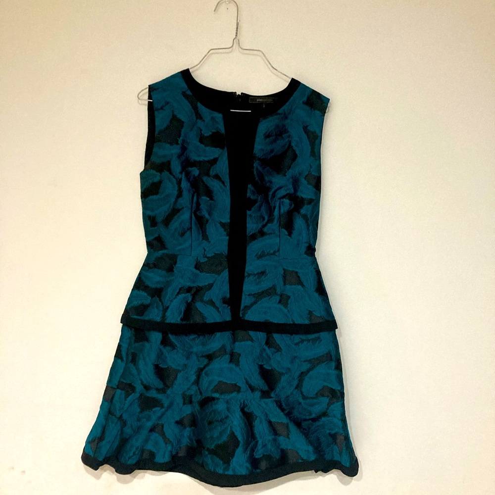 BCBGMAXAZRIA formal black and blue floral mini dress